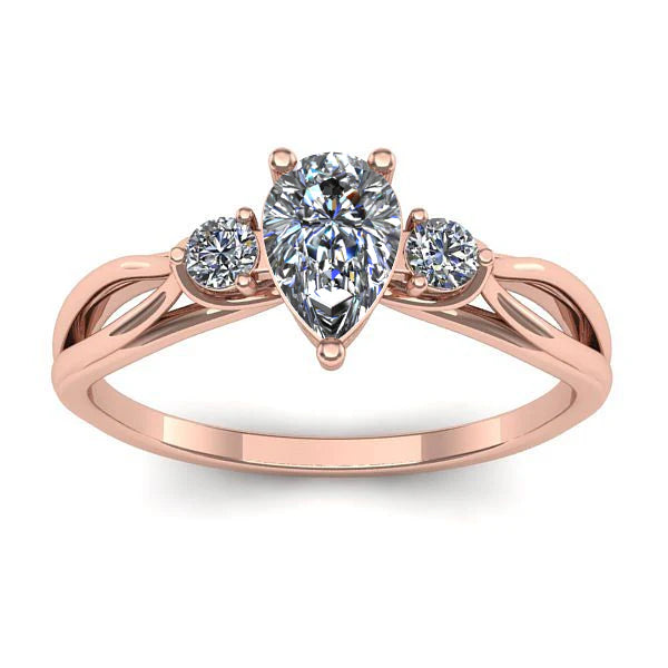 Inel cu diamant de laborator lacrima