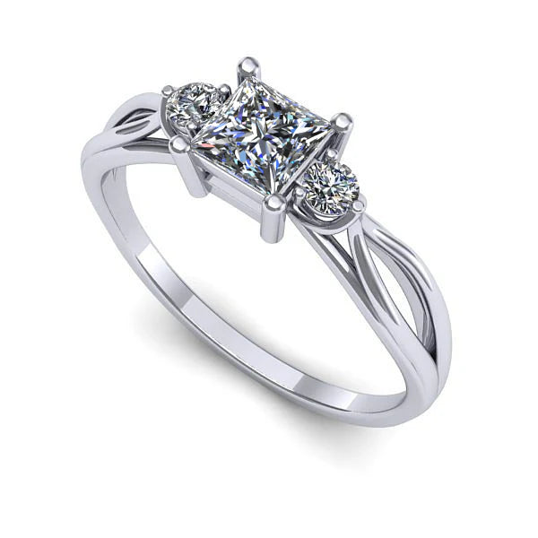 Inel de logodna din aur alb cu diamant de laborator