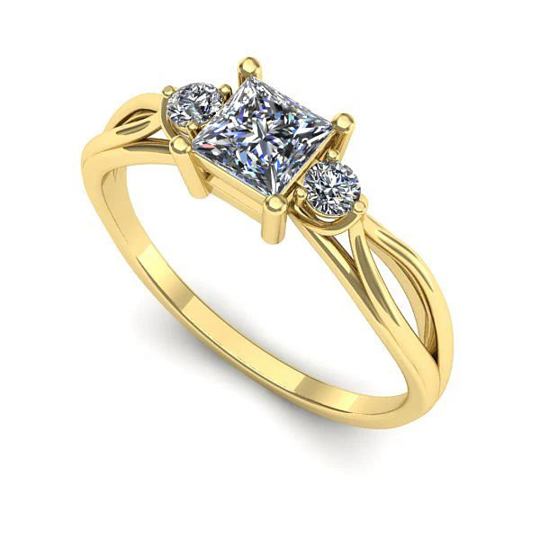 Inel logodna din aur galben cu diamant de laborator