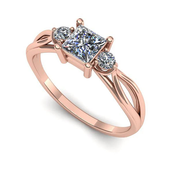 Inel din aur roz cu diamant de laborator