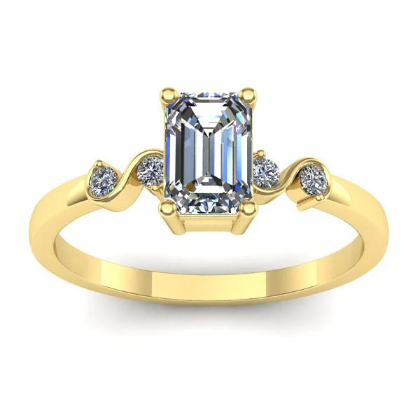 Inel cu diamant de laborator dreptunghiular