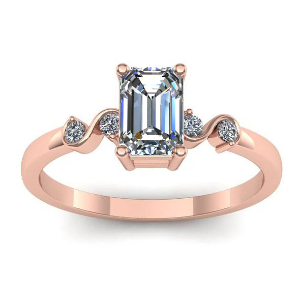 Inel logodna cu diamant de laborator dreptunghiular