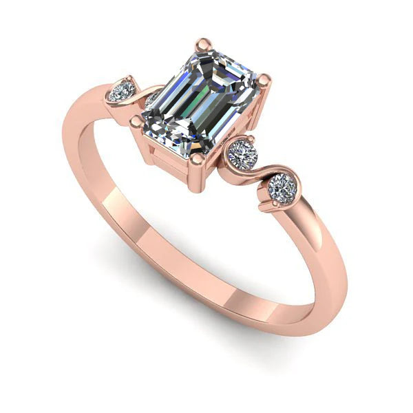 Inel logodna din aur roz cu diamant de laborator