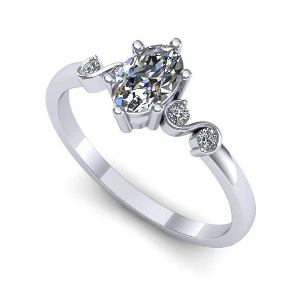 Inel din aur alb cu diamant de laborator