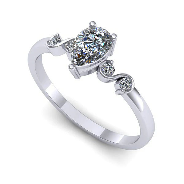 Inel de logodna din aur alb cu diamant de laborator