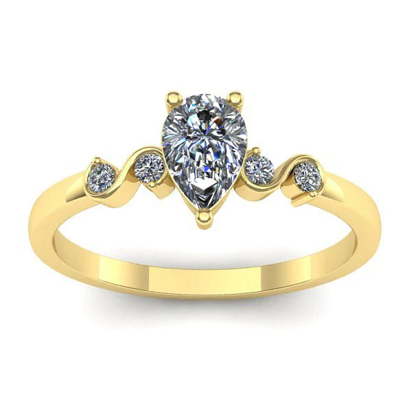 Inel logodna cu diamant de laborator lacrima