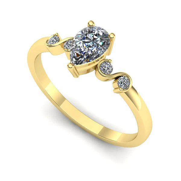 Inel logodna din aur galben cu diamant de laborator