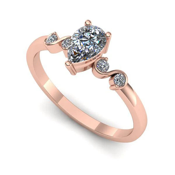 Inel din aur roz cu diamant de laborator