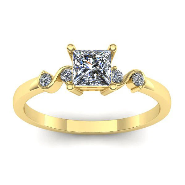 Inel cu diamant de laborator patrat