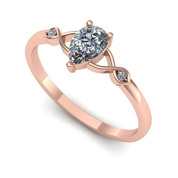 Inel din aur roz cu diamant de laborator