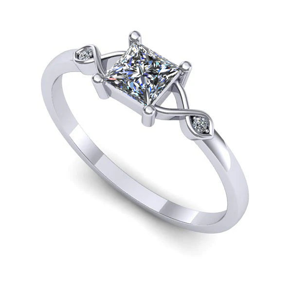 Inel din aur alb cu diamant de laborator