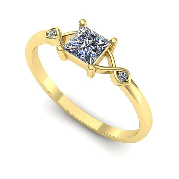 Inel logodna din aur galben cu diamant de laborator