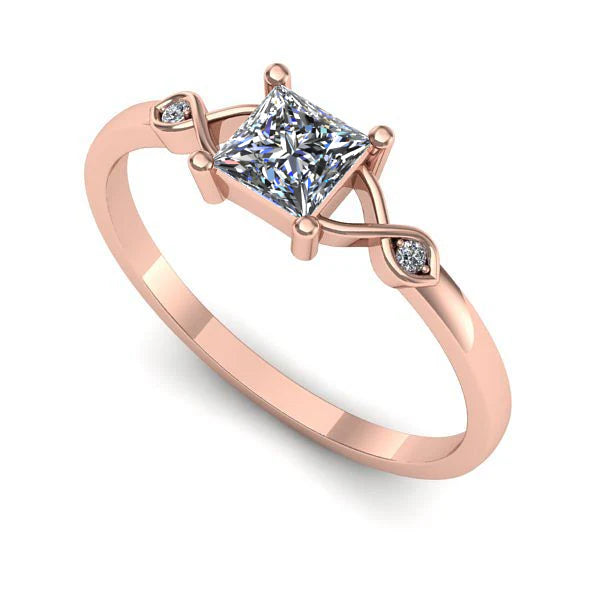 Inel de logodna din aur roz cu diamant de laborator