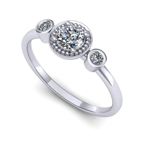 Inel din aur alb cu diamant de laborator