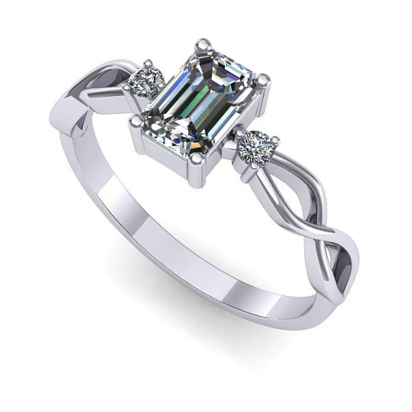 Inel din aur alb cu diamant de laborator