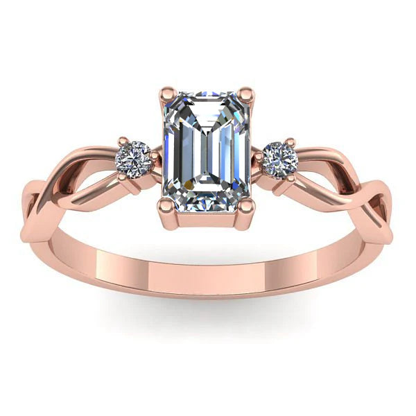 Inel logodna cu diamant de laborator dreptunghiular