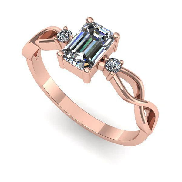 Inel din aur roz cu diamant de laborator