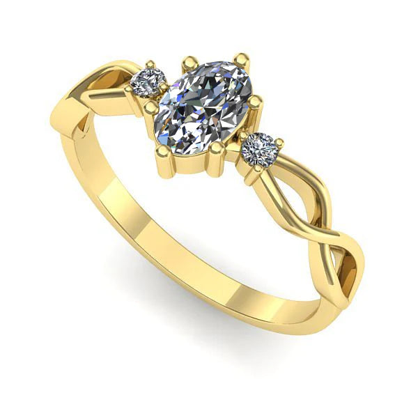 Inel de logodna din aur galben cu diamant de laborator