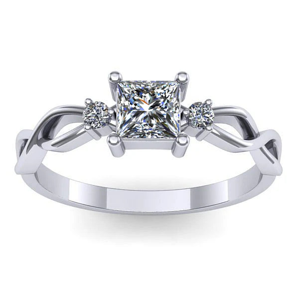 Inel cu diamant de laborator patrat