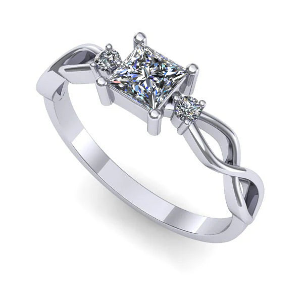 Inel din aur alb cu diamant de laborator