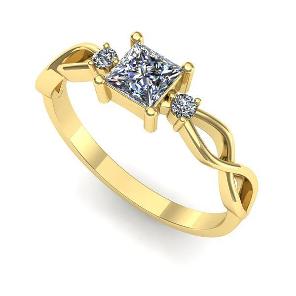 Inel logodna din aur galben cu diamant de laborator