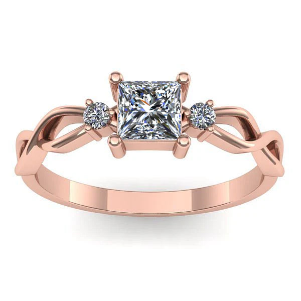 Inel cu diamant de laborator patrat