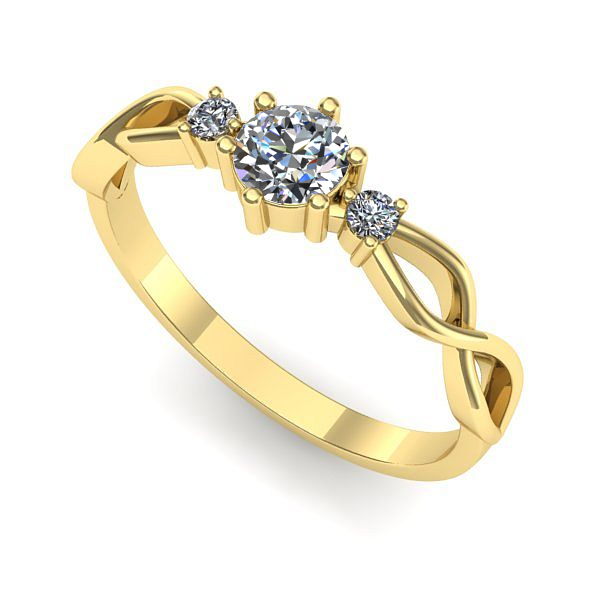 Inel din aur galben cu diamant de laborator