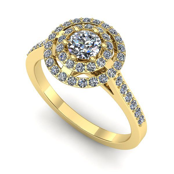 Inel din aur galben cu diamant de laborator