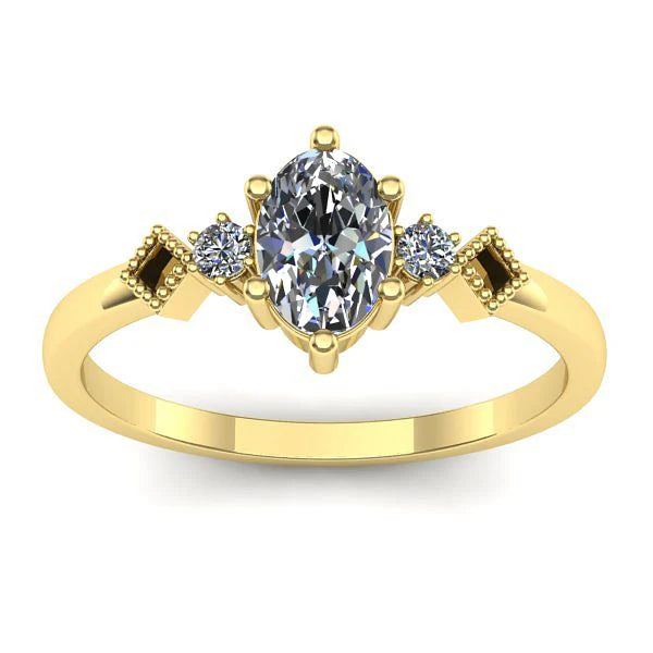 Inel cu diamant de laborator oval