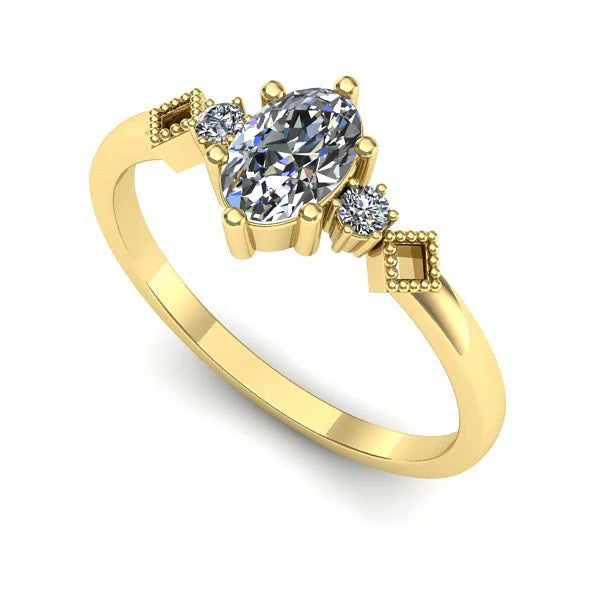 Inel de logodna din aur galben cu diamant de laborator