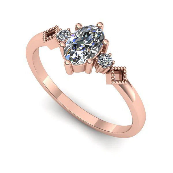 Inel logodna din aur roz cu diamant de laborator