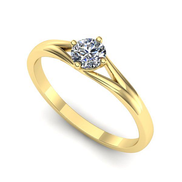Inel logodna din aur galben cu diamant de laborator