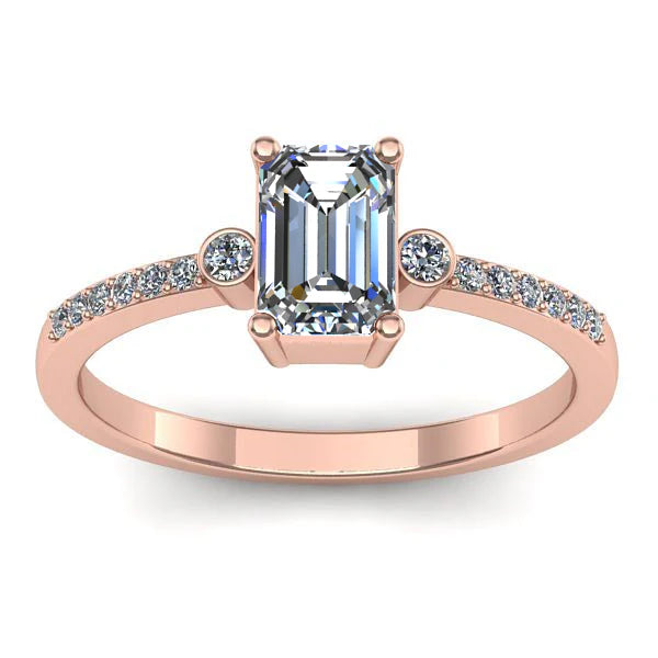 Inel logodna cu diamant de laborator dreptunghiular