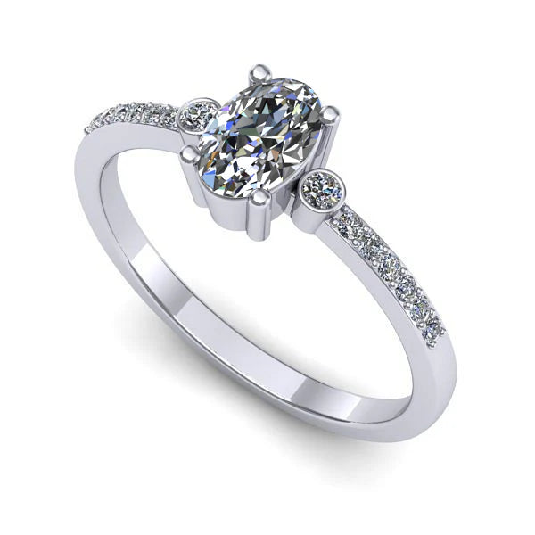 Inel de logodna din aur alb cu diamant de laborator