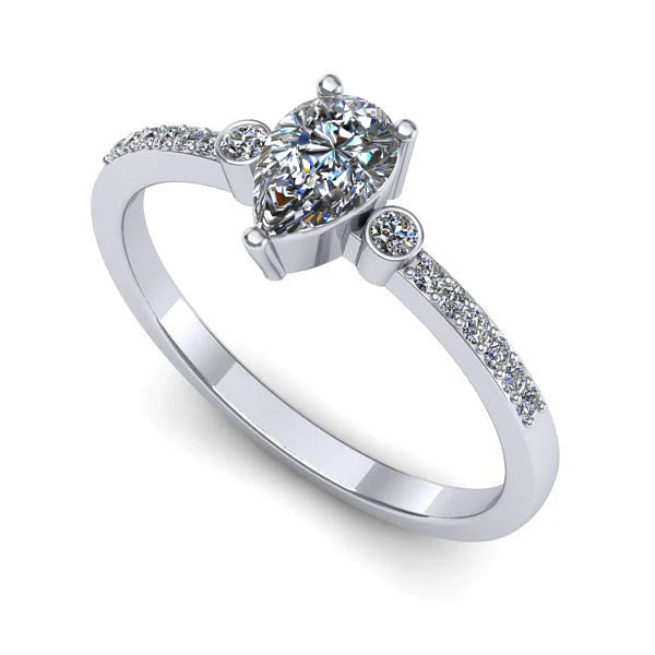 Inel din aur alb cu diamant de laborator