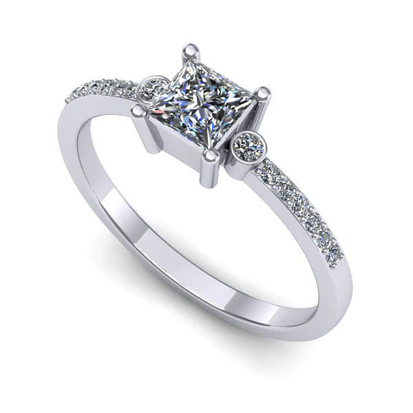 Inel din aur alb cu diamant de laborator