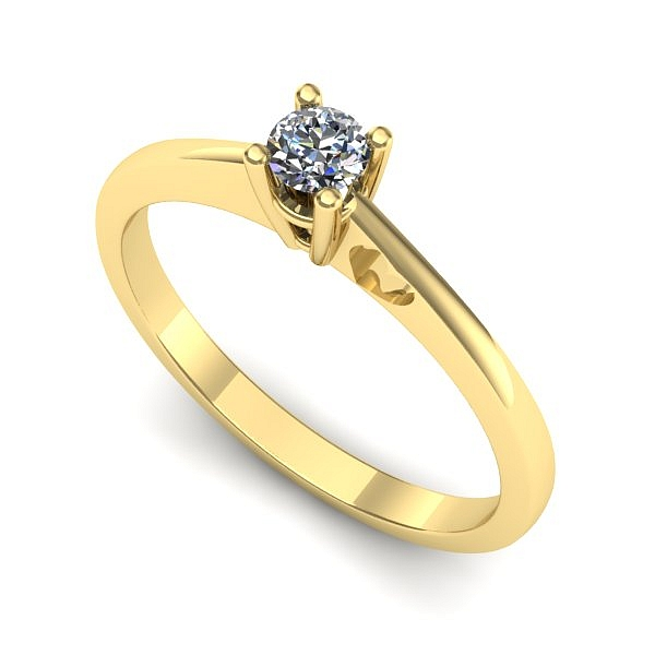 Inel logodna din aur galben cu diamant de laborator