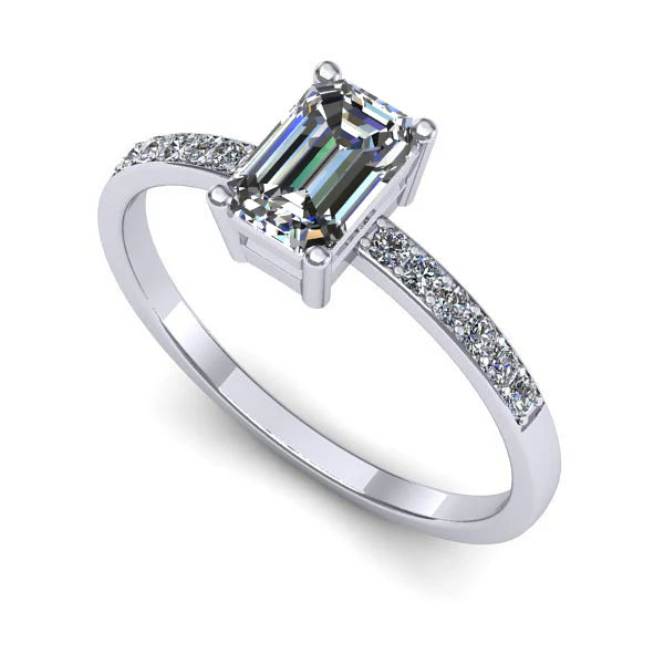 Inel din aur alb cu diamant de laborator