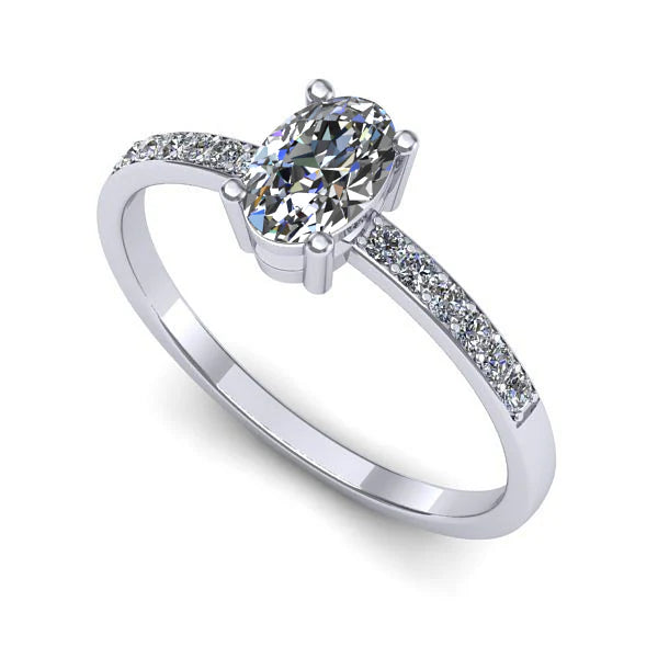 Inel de logodna din aur alb cu diamant de laborator