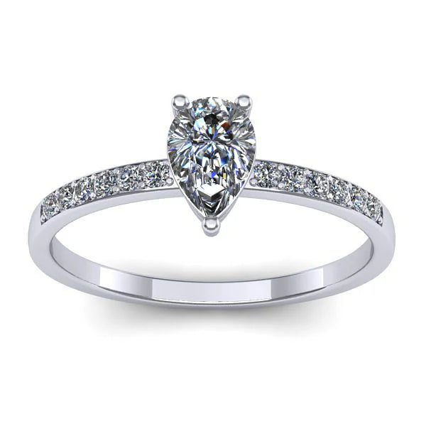 Inel logodna cu diamant de laborator lacrima