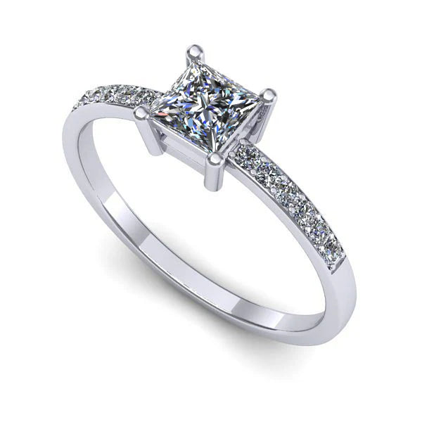 Inel logodna din aur alb cu diamant de laborator