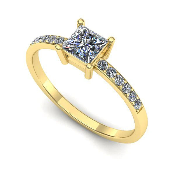 Inel de logodna din aur galben cu diamant de laborator