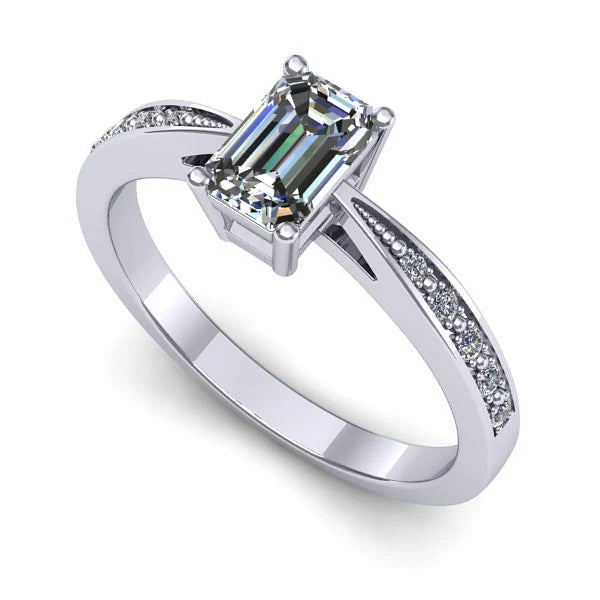 Inel din aur alb cu diamant de laborator