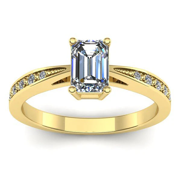 Inel logodna cu diamant de laborator dreptunghiular