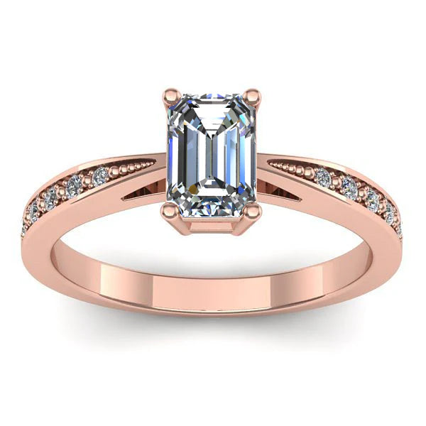 Inel logodna cu diamant de laborator dreptunghiular