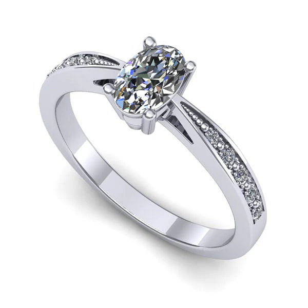 Inel din aur alb cu diamant de laborator