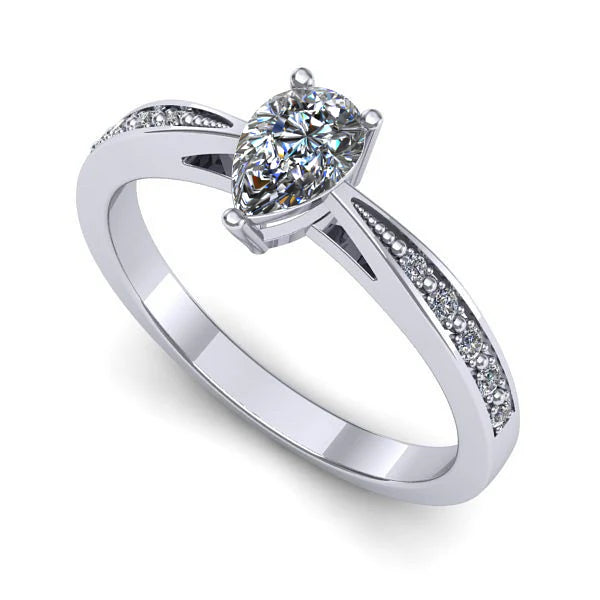 Inel logodna din aur alb cu diamant de laborator