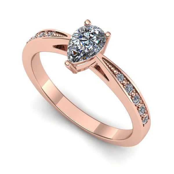 Inel din aur roz cu diamant de laborator