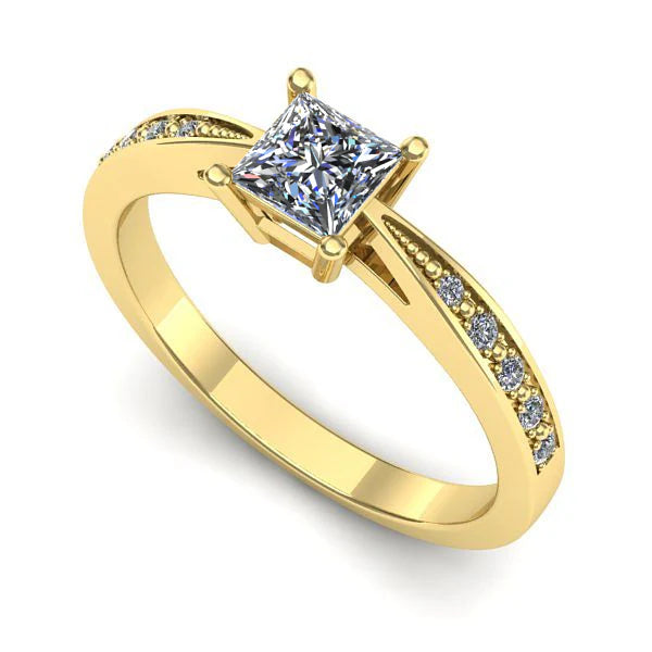 Inel de logodna din aur galben cu diamant de laborator