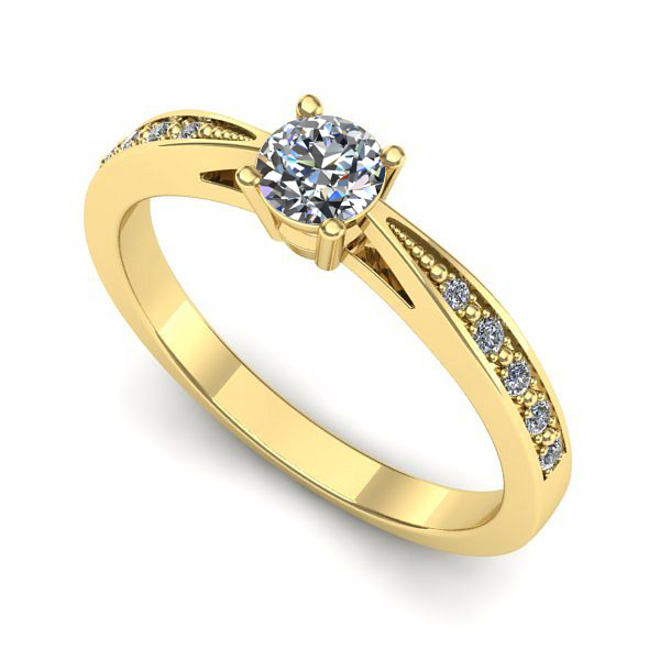 Inel logodna din aur galben cu diamant de laborator